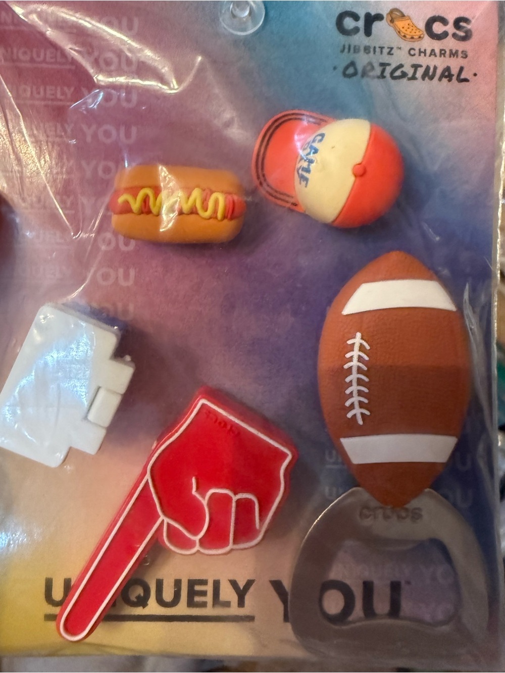 CROCS Red, Brown & Yellow Sports Jibbitz Charm Set